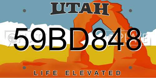 59BD848 Utah License Plate