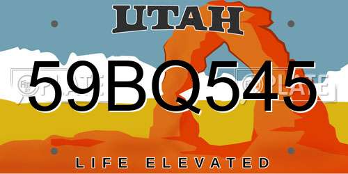 59BQ545 Utah License Plate