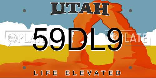 59DL9 Utah License Plate