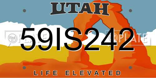59IS242 Utah License Plate