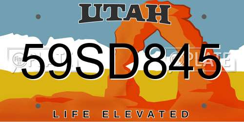 59SD845 Utah License Plate