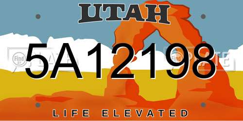 5A12198 Utah License Plate