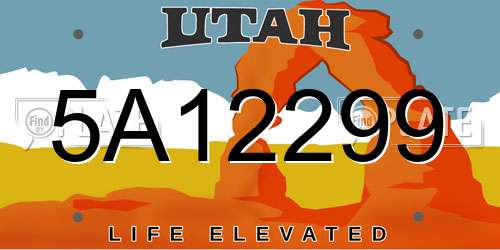 5A12299 Utah License Plate