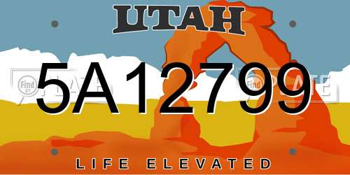 5A12799 Utah License Plate