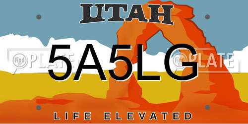 5A5LG Utah License Plate