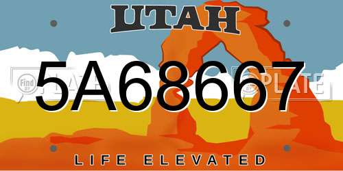 5A68667 Utah License Plate