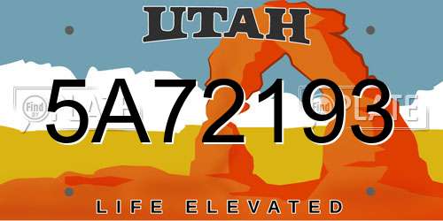 5A72193 Utah License Plate
