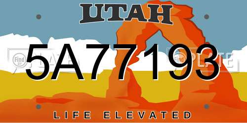 5A77193 Utah License Plate