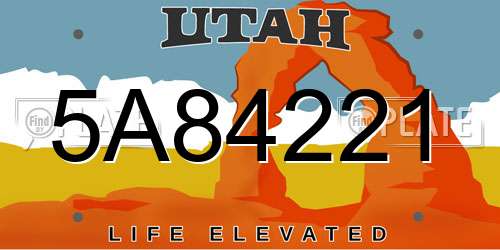 5A84221 Utah License Plate