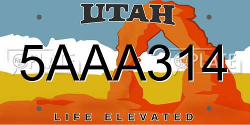 5AAA314 Utah License Plate