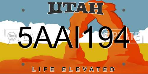 5AAI194 Utah License Plate