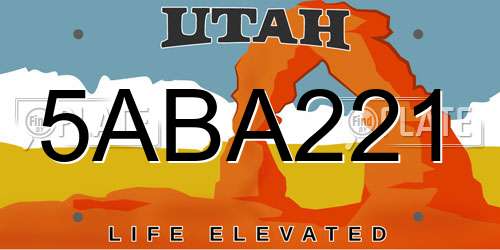 5ABA221 Utah License Plate