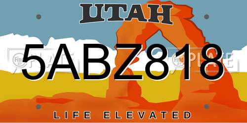 5ABZ818 Utah License Plate