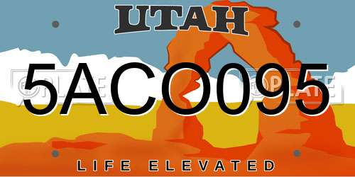 5ACO095 Utah License Plate