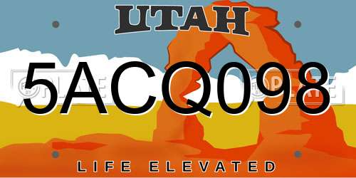 5ACQ098 Utah License Plate