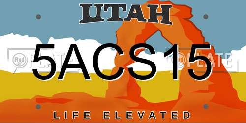 5ACS15 Utah License Plate