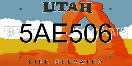 5AE506 Utah License Plate