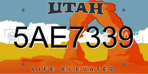 5AE7339 Utah License Plate