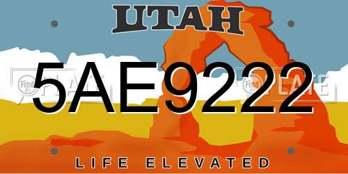 5AE9222 Utah License Plate
