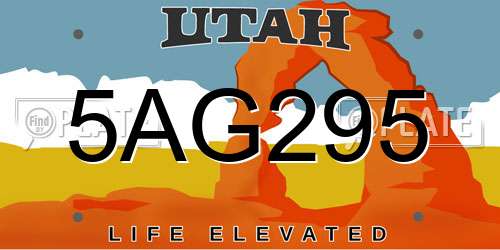 5AG295 Utah License Plate