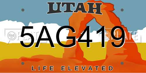 5AG419 Utah License Plate