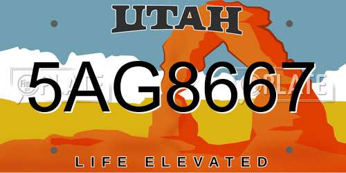 5AG8667 Utah License Plate