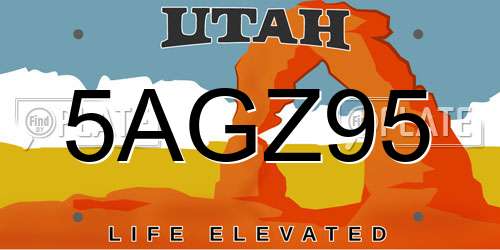 5AGZ95 Utah License Plate