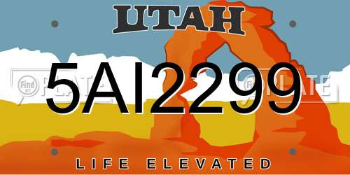 5AI2299 Utah License Plate