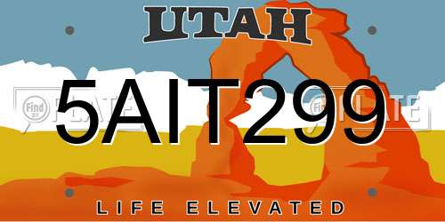 5AIT299 Utah License Plate