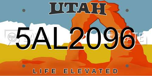 5AL2096 Utah License Plate