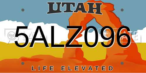5ALZ096 Utah License Plate