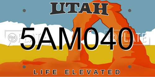 5AM040 Utah License Plate