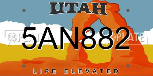 5AN882 Utah License Plate