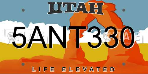 5ANT330 Utah License Plate