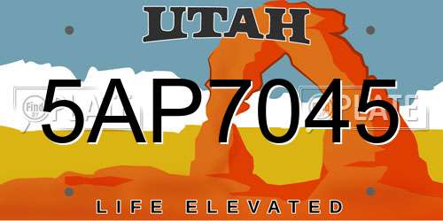 5AP7045 Utah License Plate