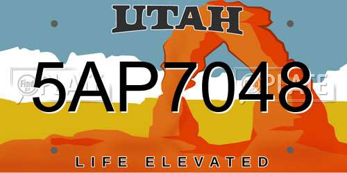 5AP7048 Utah License Plate