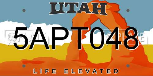 5APT048 Utah License Plate