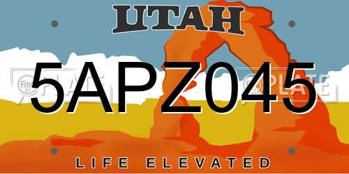 5APZ045 Utah License Plate