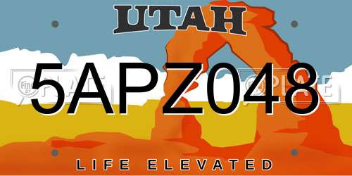 5APZ048 Utah License Plate