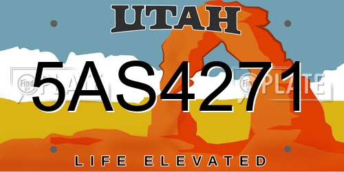 5AS4271 Utah License Plate