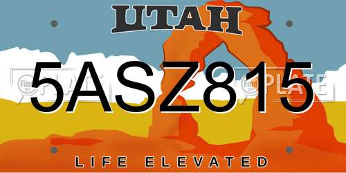 5ASZ815 Utah License Plate