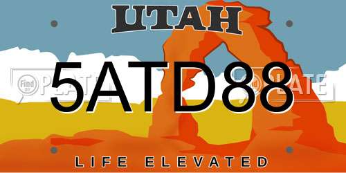 5ATD88 Utah License Plate