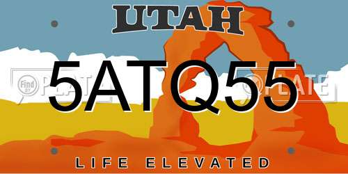 5ATQ55 Utah License Plate