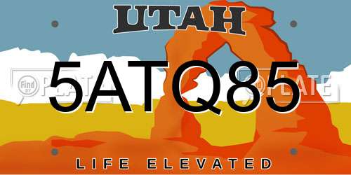 5ATQ85 Utah License Plate