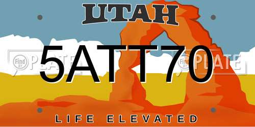 5ATT70 Utah License Plate