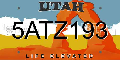 5ATZ193 Utah License Plate