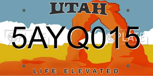 5AYQ015 Utah License Plate
