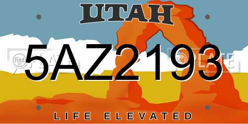 5AZ2193 Utah License Plate