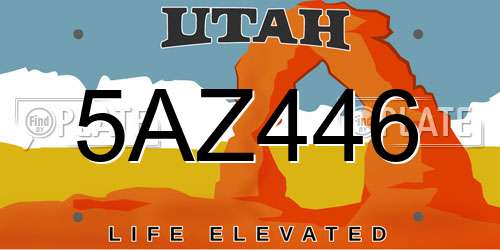 5AZ446 Utah License Plate