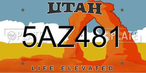 5AZ481 Utah License Plate